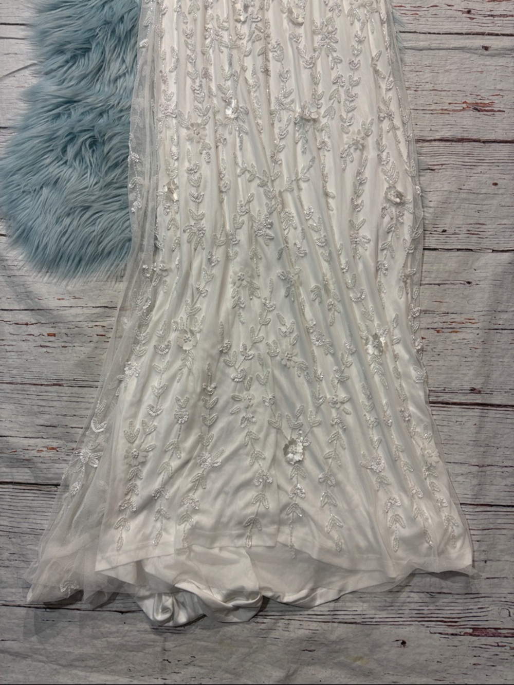NWT Lulus Extraordinary Glamour White 3D Floral Beaded Backless Maxi Dress - Picture 6 of 11